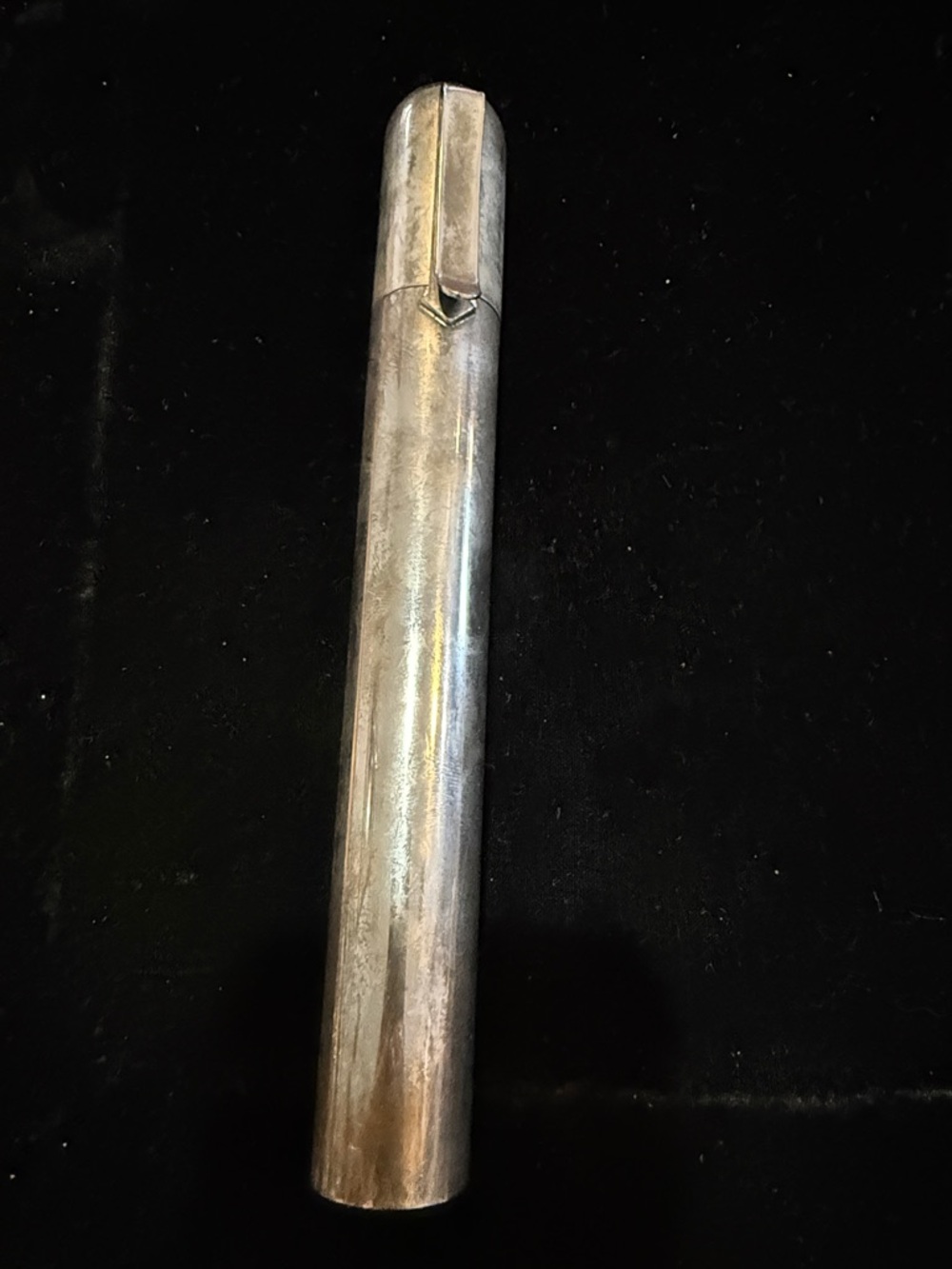 Vintage Silver Metal Cylinder Cigar Case